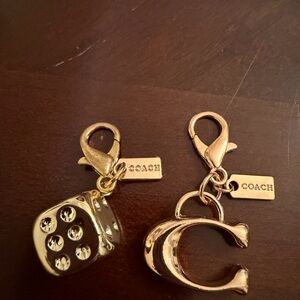 Coach Gold Dice and C Charm Keychain